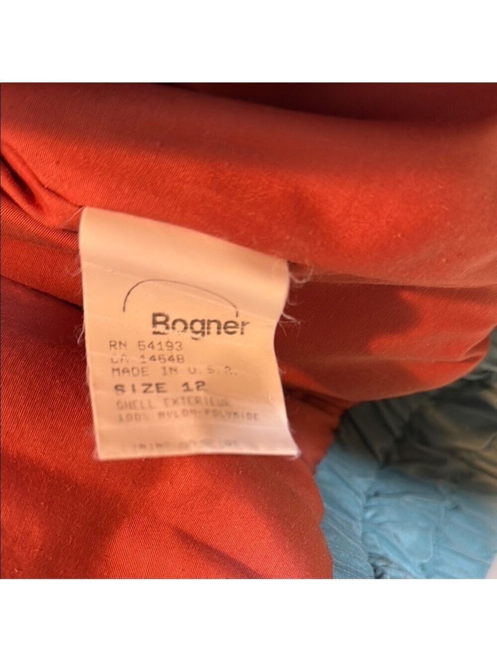 Vintage Teal Goose Down Filled Bogner Bomber Coat Size 12 - Picture 9 of 11